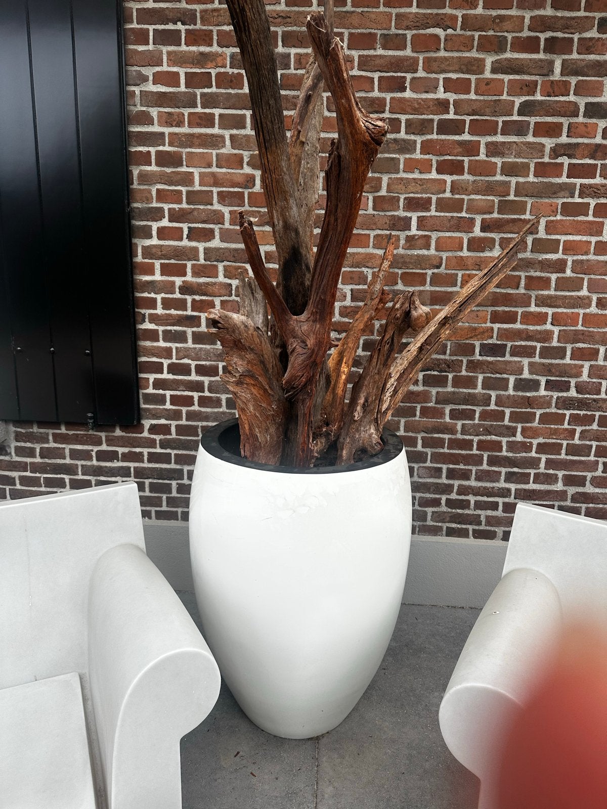 2 x Grote witte pot met takken 95 cm bij 55,5 doorsnee., Ophalen, Hout, Gebruikt, Modern