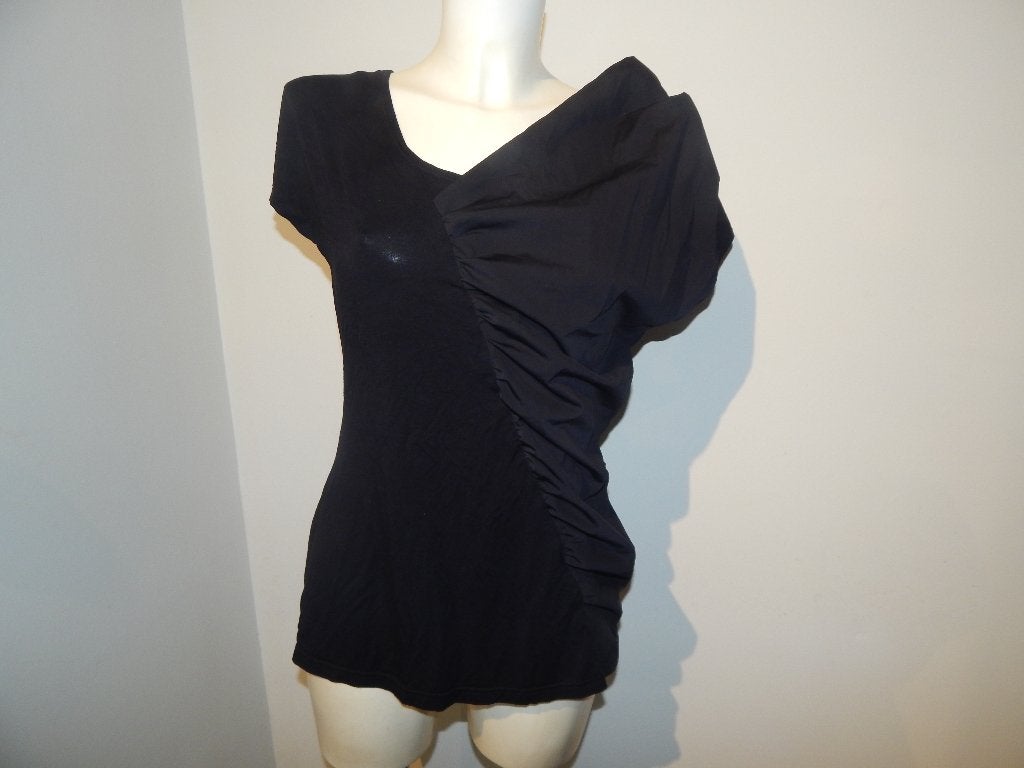 Elsewhere mooi shirt 1 kant gladde stof gesmockt apart L, Verzenden, Elsewhere, Zwart, Maat 42/44 (L)