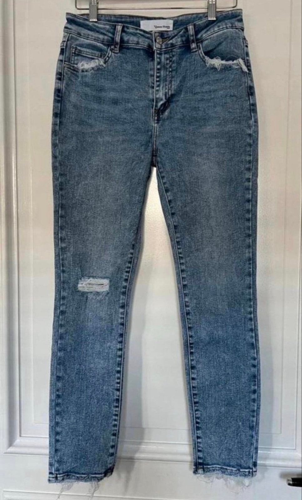 Queen Hearts destroyed mom jeans - Maat 40, Kleding | Dames, Ophalen of Verzenden, Zo goed als nieuw, Blauw, W30 - W32 (confectie 38/40)