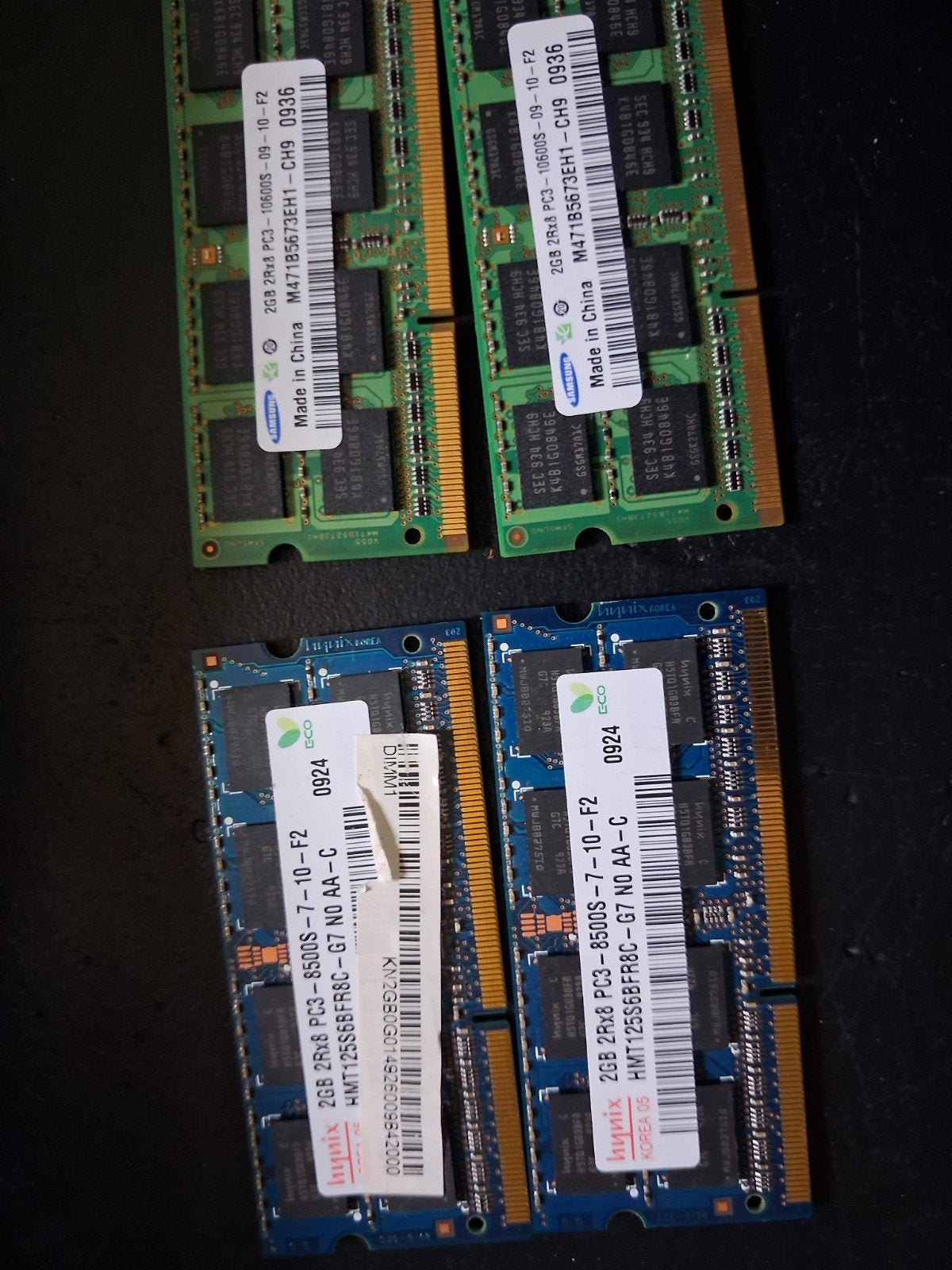 2x Samsung 2GB DDR3 RAM + 2x Hynix 2GB DDR3 RAM (Totaal 8GB), Gebruikt, 8 GB, DDR3, Ophalen of Verzenden