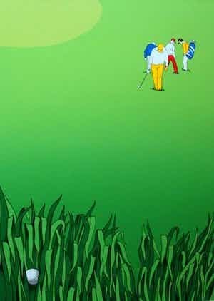 Zeefdruk van Jean Olf: "Lost ball"., Ingelijst, Ophalen, Zeefdruk