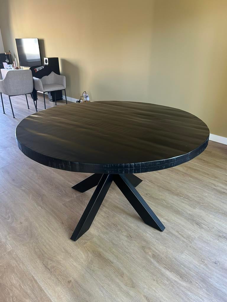 Ronde zwarte tafel, Ophalen, Gebruikt, Rond, 100 tot 150 cm