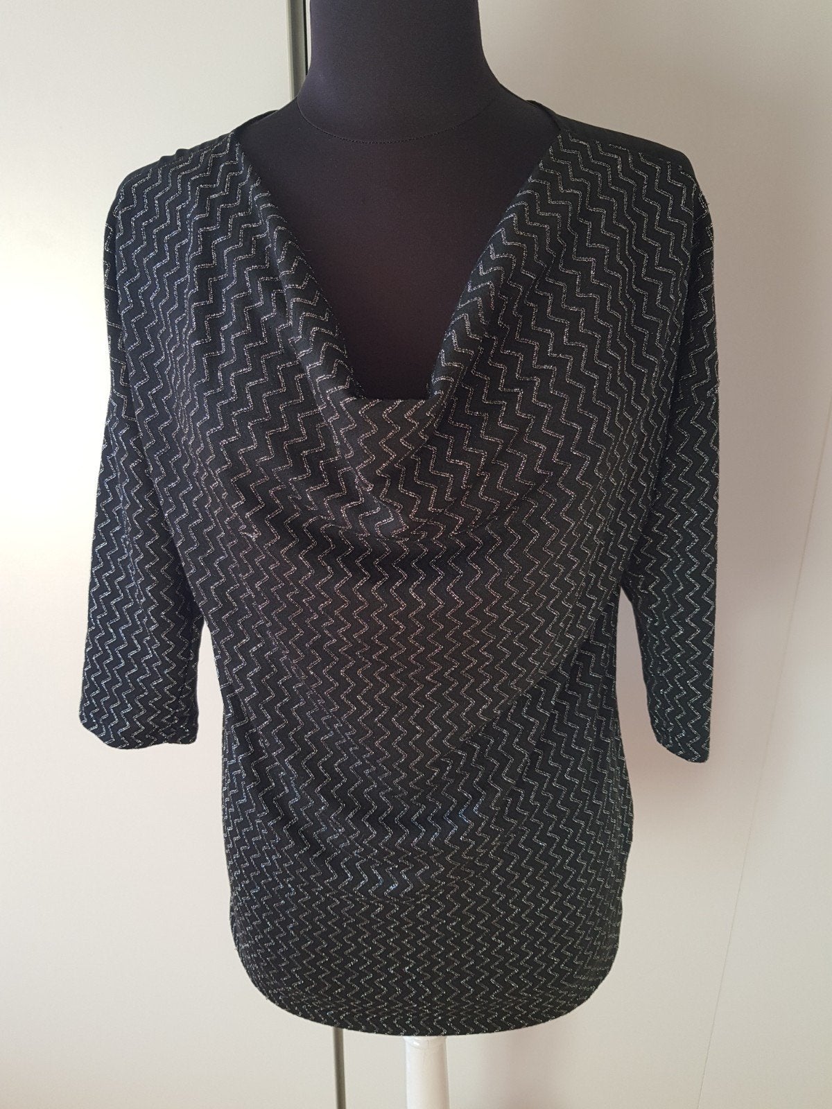 Prachtige Vero Moda Maina Top – Maat L – Zwart met Zilveren, Vero Moda, Zwart, Maat 42/44 (L), Ophalen of Verzenden