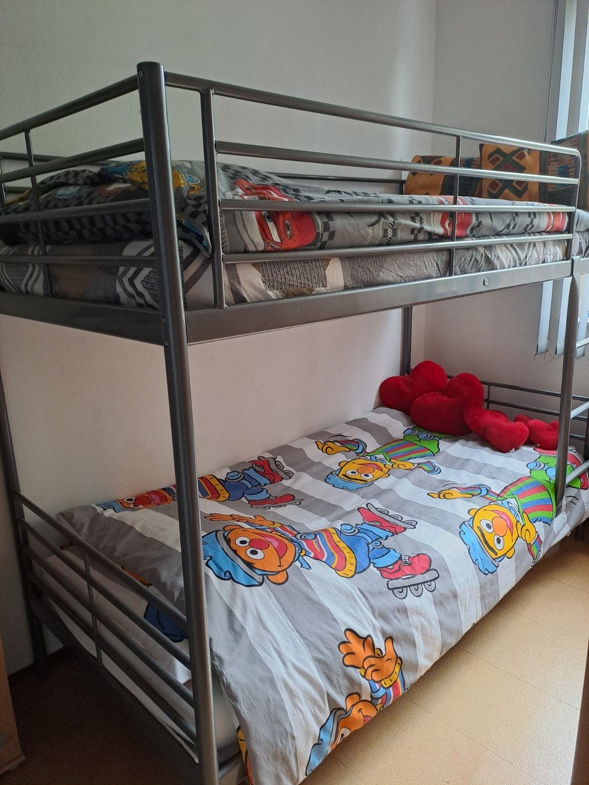 grijs ijzeren stapelbed,, Huis en Inrichting, Ophalen, 90 cm, Tweepersoons, Minder dan 160 cm