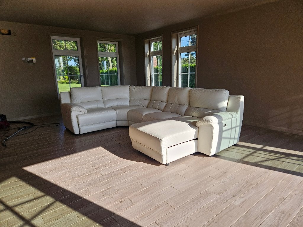 Foto 3 van Luxe Wit lederen U-bank met Relaxfunctie
