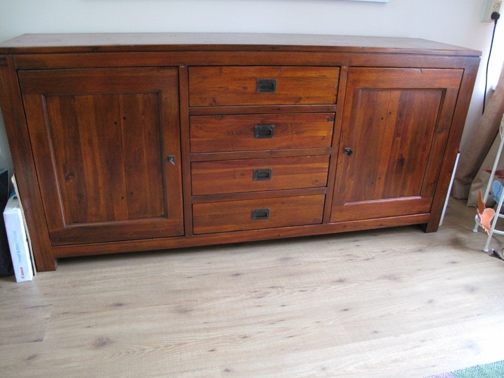 Massief houten kersen dressoir 180 x 45x 85 cm, Huis en Inrichting, Kasten | Dressoirs, Ophalen, Met deur(en), 150 tot 200 cm