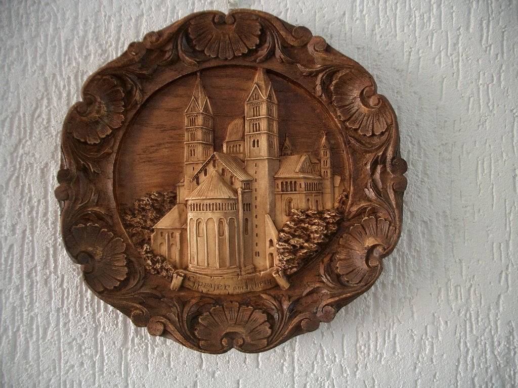 houtsnijwerk keizerdom speyer kunst kathedraal kerk loffler, Antiek en Kunst, Ophalen of Verzenden, Handgemaakt, Wanddecoratie