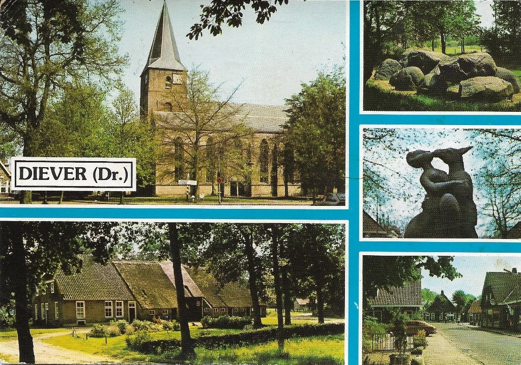 Ansichtkaart  	Diever	5-luik	Hunebed, Verzenden, 1980 tot heden, Gelopen, Drenthe