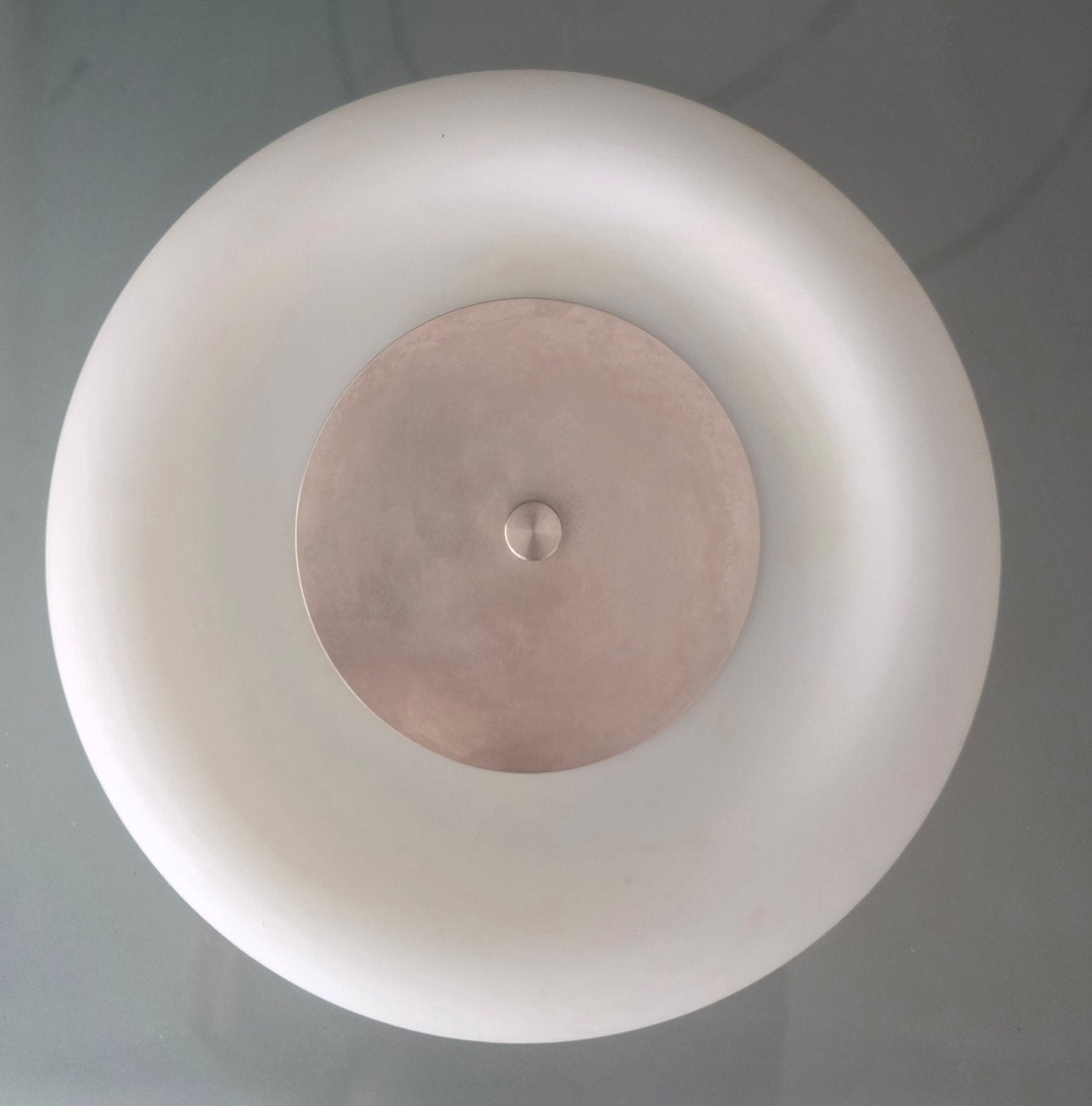 Retro: Massieve Aretha grote 'Space' plafond/wand lamp zgst, Ophalen, Zo goed als nieuw, Glas