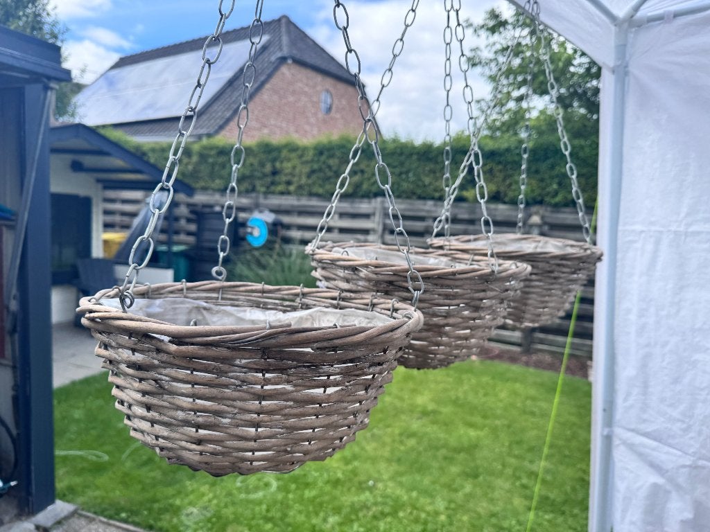 3 decoratieve hangmanden voor bloemen of planten, Minder dan 30 cm, Rond, Ophalen of Verzenden, Zo goed als nieuw