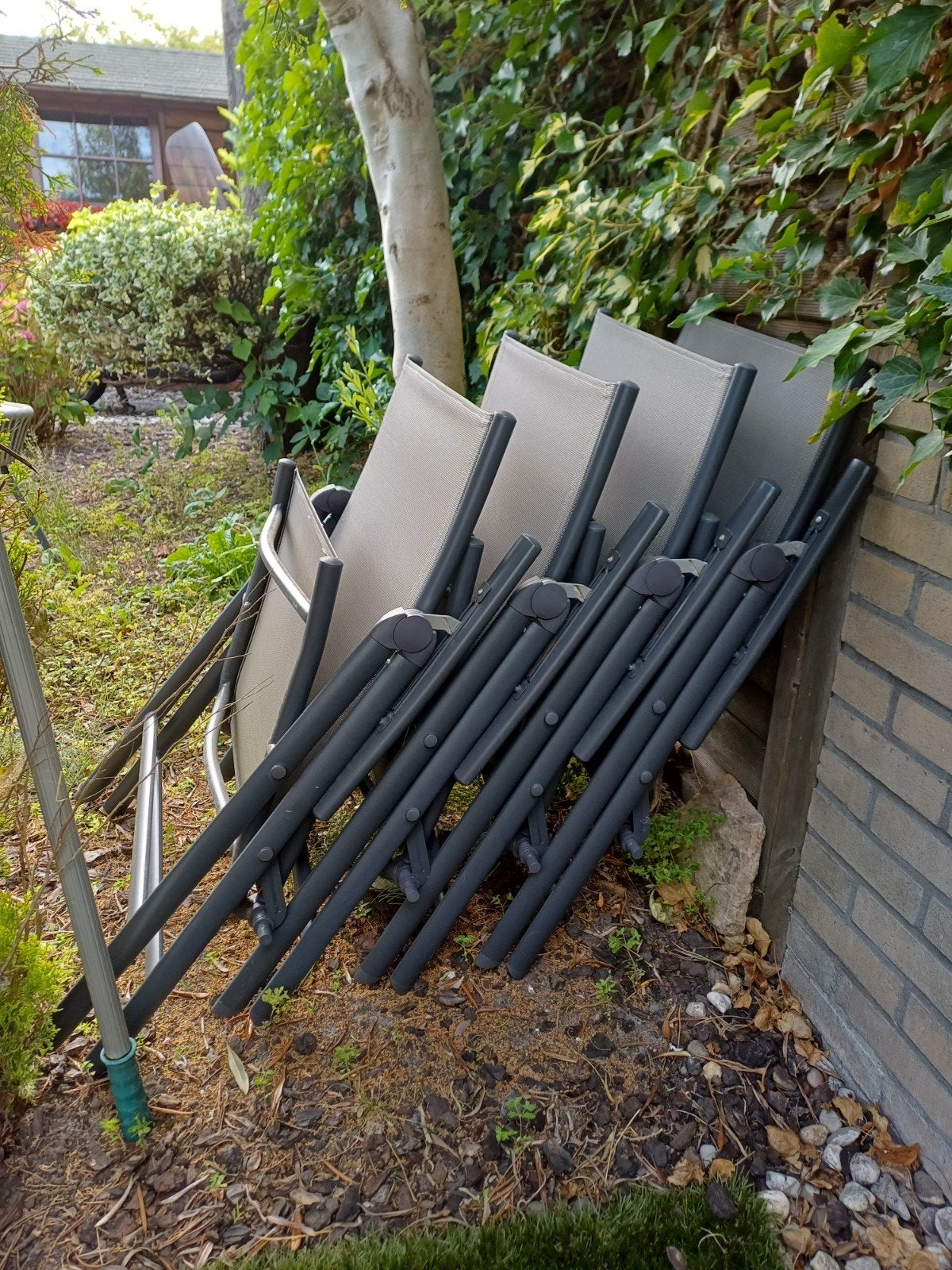 4 Tuinstoelen Verstelbaar in 5 standen, kleur Antraciet, Tuin en Terras, Tuinhekken en Hekwerk, Ophalen, Zo goed als nieuw, Aluminium
