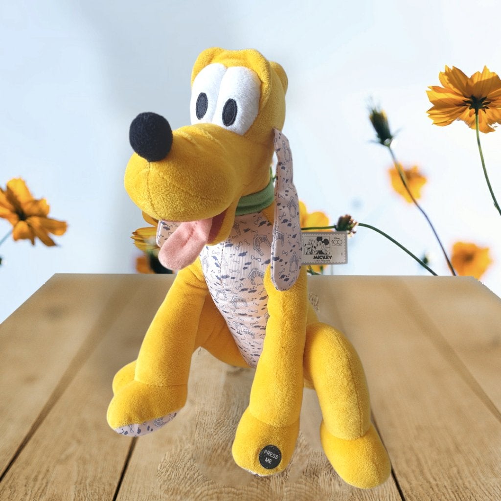 Pluto knuffel met geluid 100 jaar Disney hoogte 30 cm 1307, Disney, Disney, Geel, -