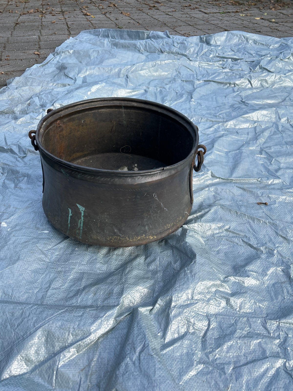 Antieke koperen pot met handvatten, Ophalen of Verzenden, Koper