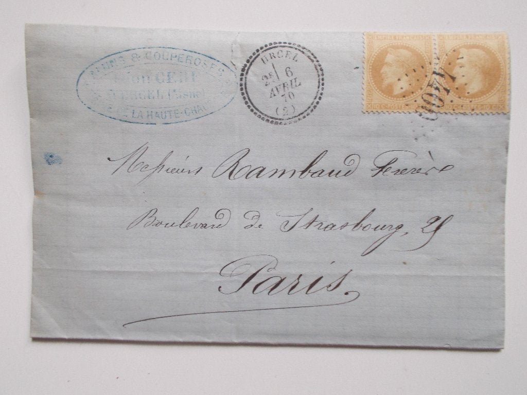 Frankrijk, Vouwbrief Uit Urcel Met Paar Postzegels 1870., Ophalen, Brief