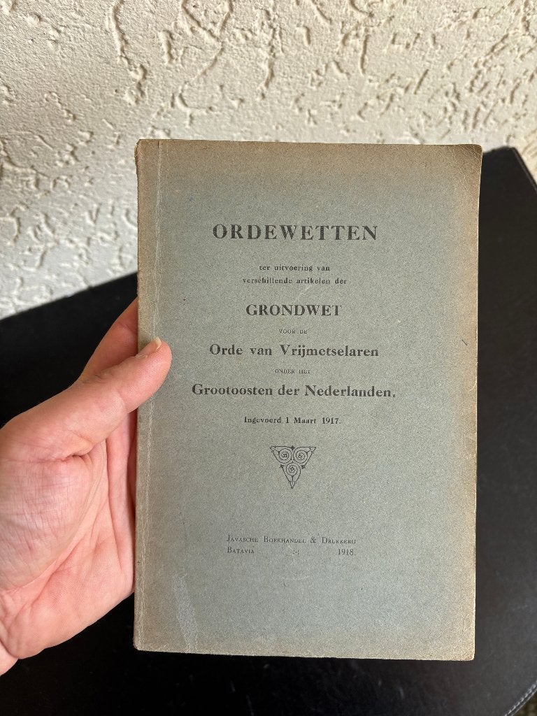 Ordewetten, grondwet voor de Orde van vrijmetselaren - 1918, Ophalen of Verzenden