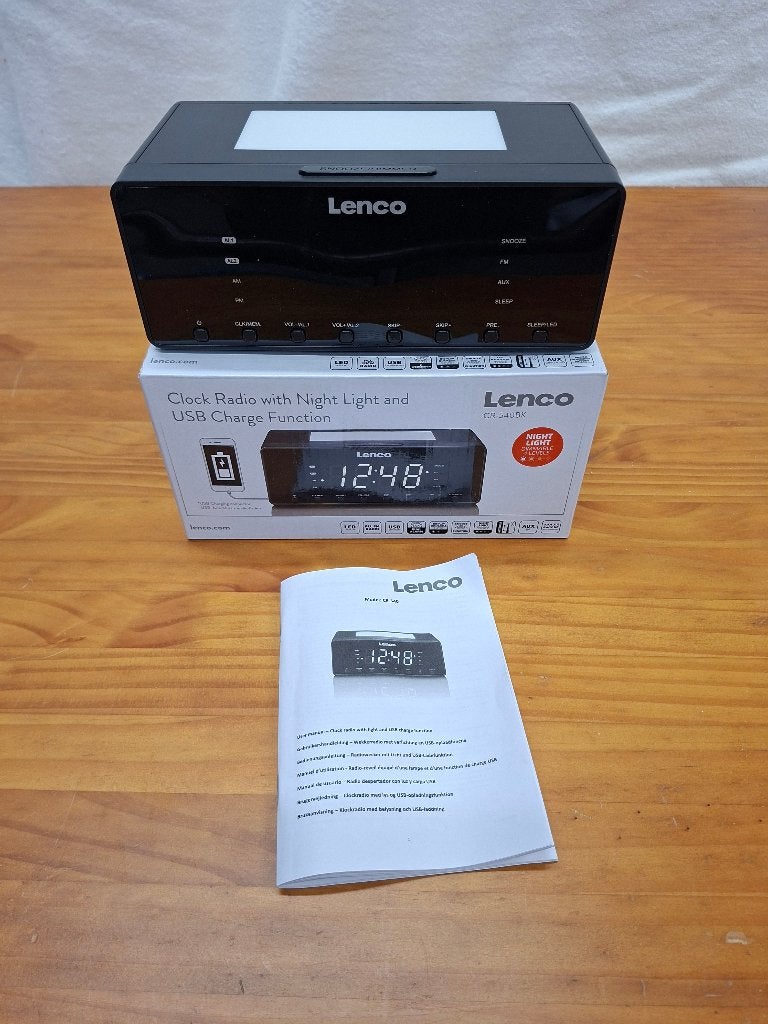 Lenco CR-540BK Wekkerradio met Nachtlamp & USB Lader, Ophalen of Verzenden, Nieuw, Digitaal
