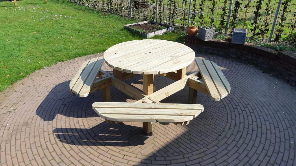 Ronde picknicktafel inclusief bezorgen, Ophalen of Verzenden, Nieuw, Rond, Hout