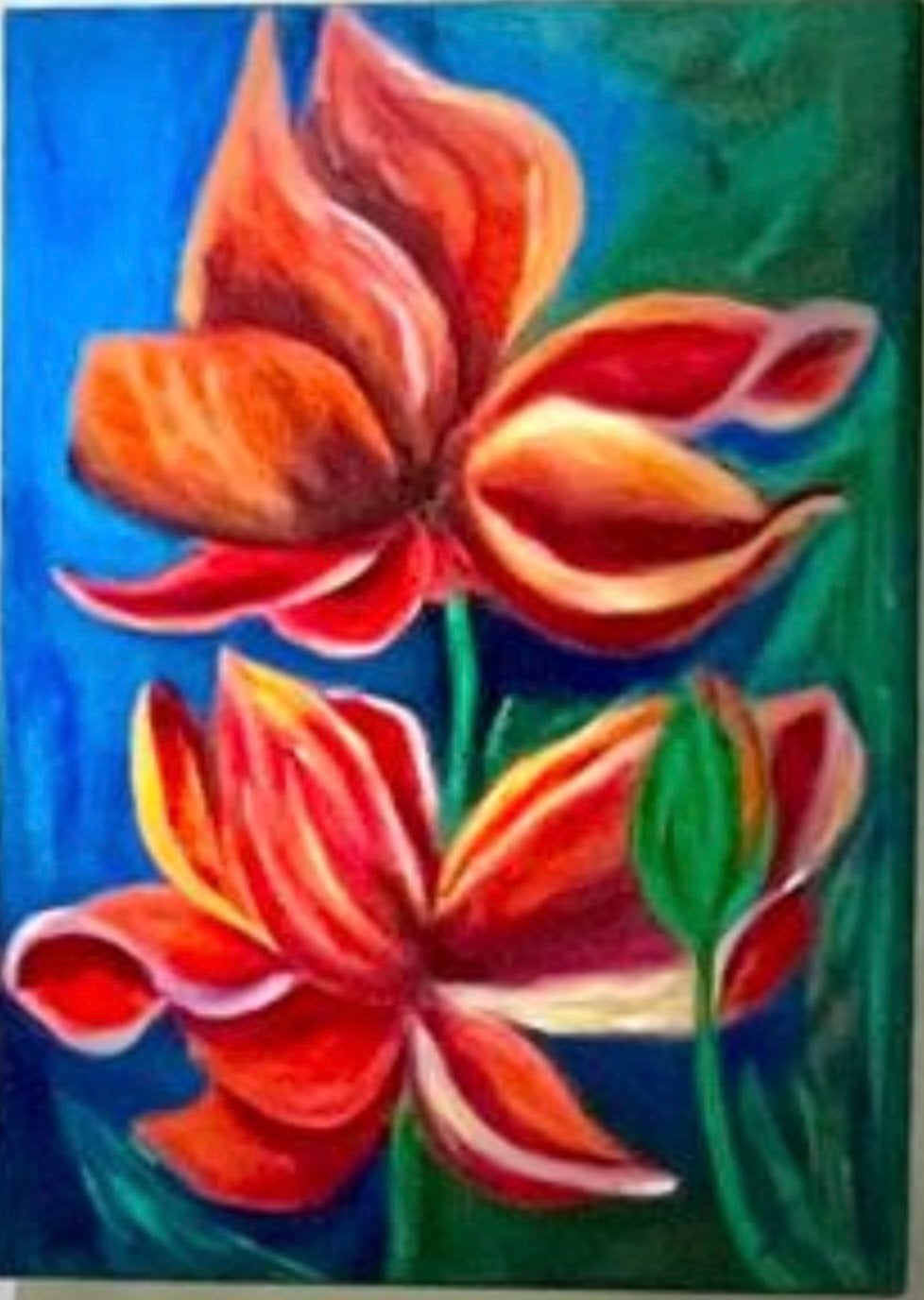 Schilderij, Ophalen, Handgeschilderd, Olieverf, Bloemen