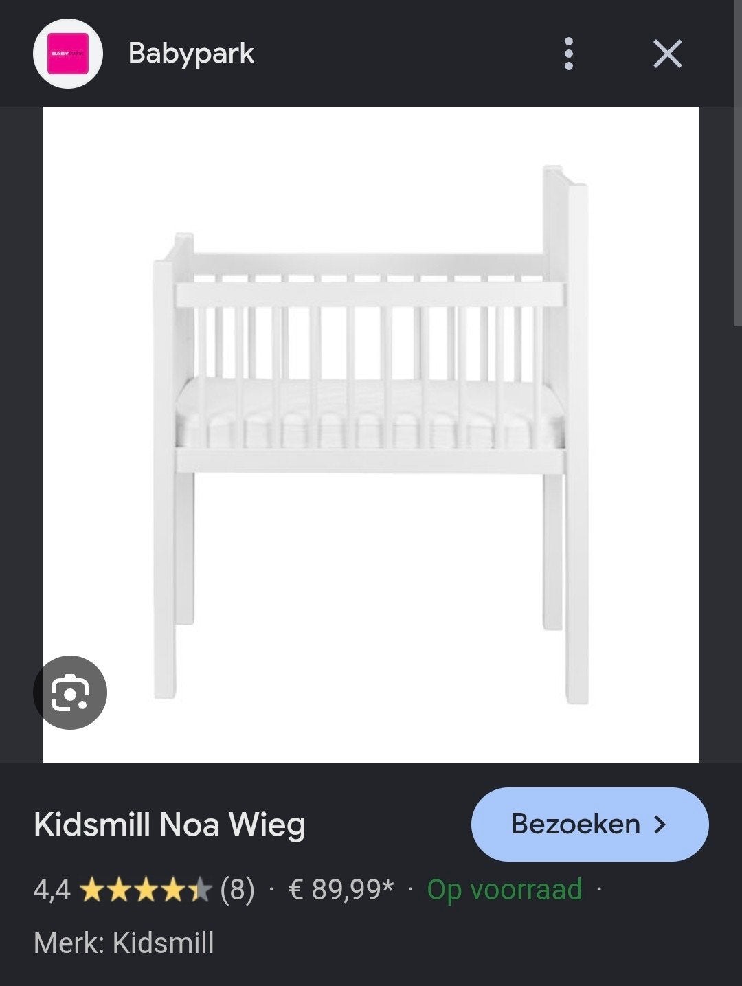 Kidsmill Noa wieg, Ophalen, Zo goed als nieuw, Wieg