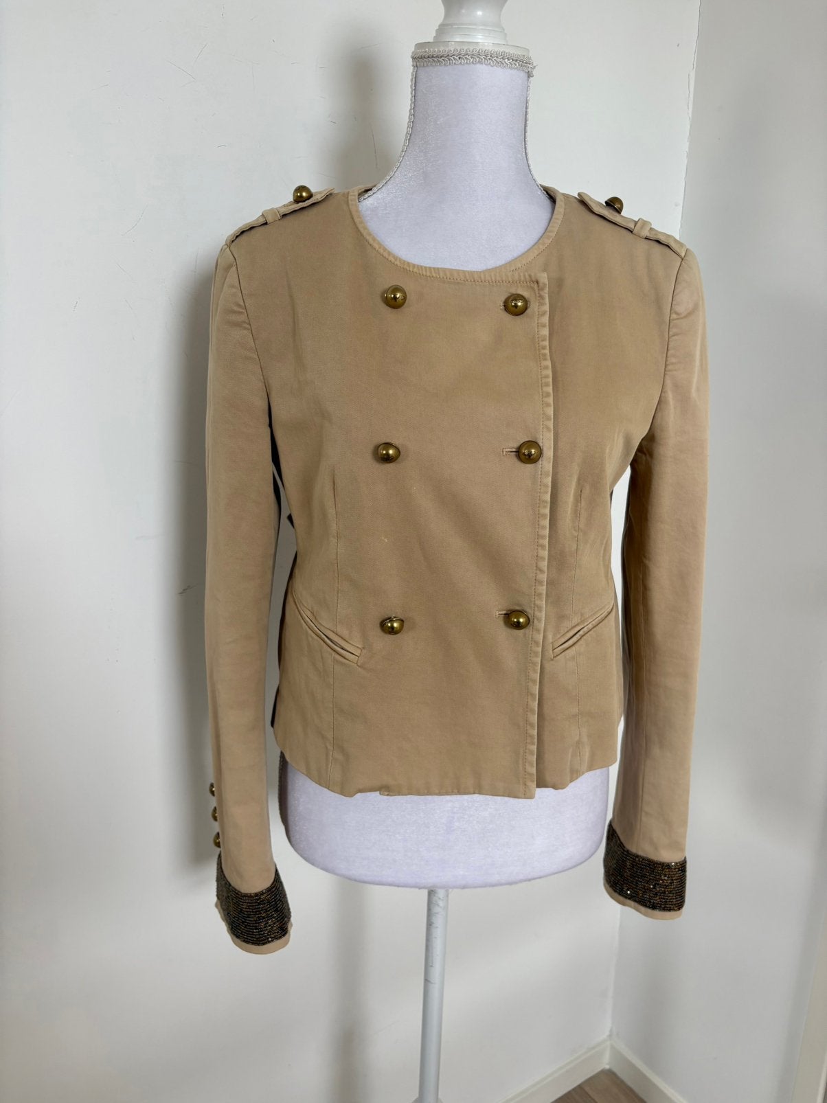 Beige Dondup jasje / blazer - maat 46, Beige, Maat 46/48 (XL) of groter, Ophalen of Verzenden, Zo goed als nieuw