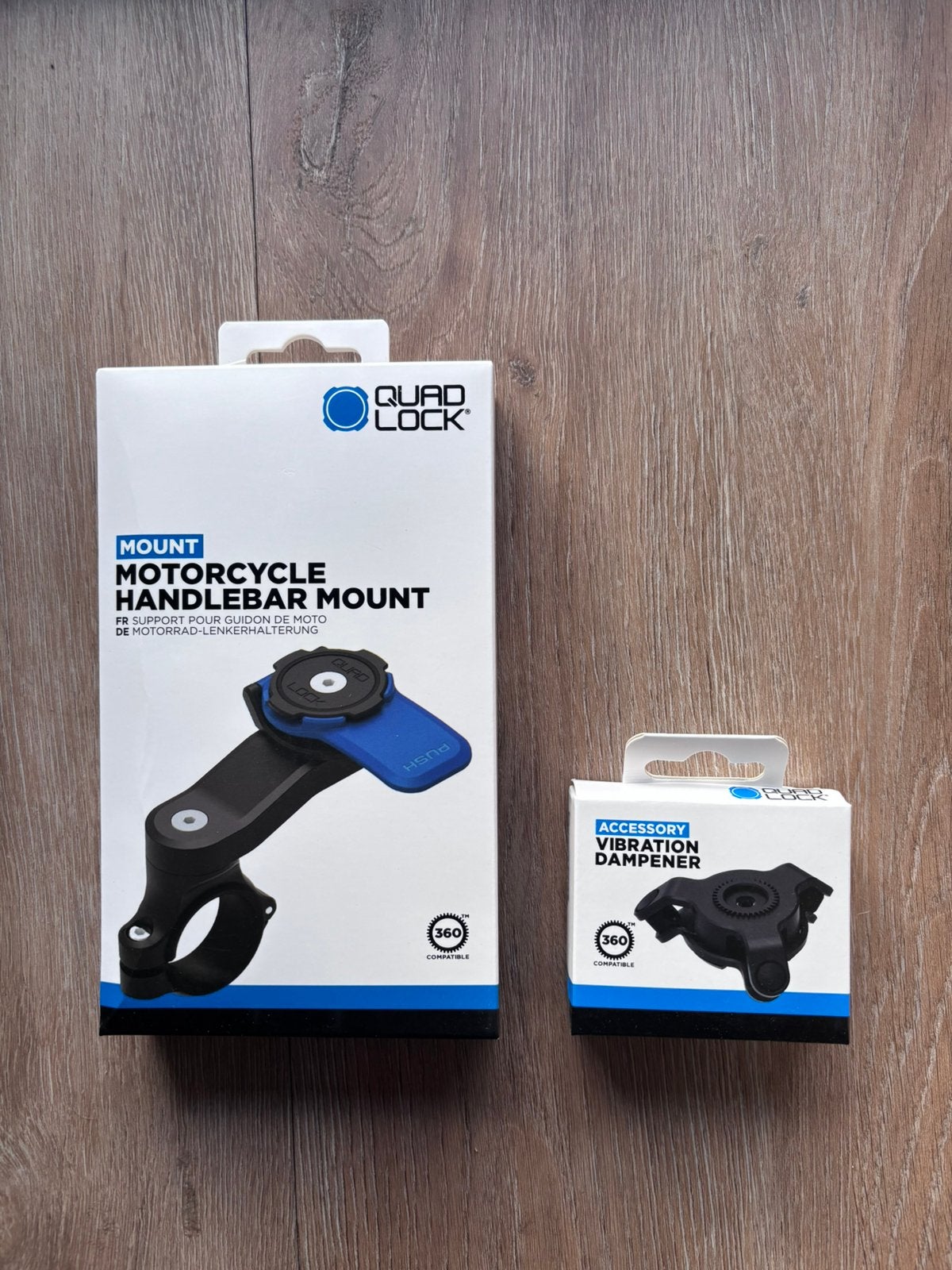Quadlock handlebar mount + dampener te koop!, Telecommunicatie, Telefoonhouders, Ophalen of Verzenden, Nieuw, Motor