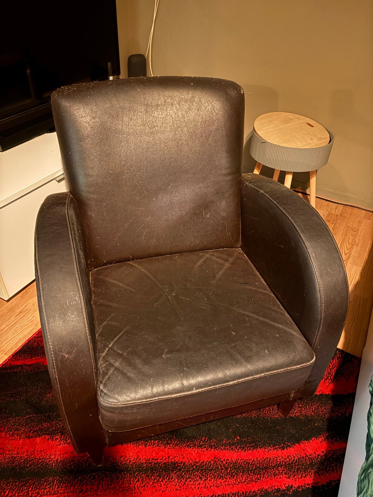 Gratis fauteuil, Huis en Inrichting, Ophalen, Gebruikt, 50 tot 75 cm, Leer