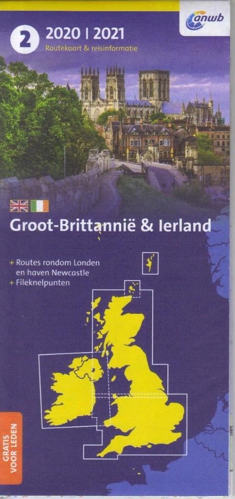ANWB RouteKaart Engeland + Ierland (Brittannie) Wegenkaart, Boeken, Atlassen en Landkaarten, ANWB, Verenigd Koninkrijk, 2000 tot heden