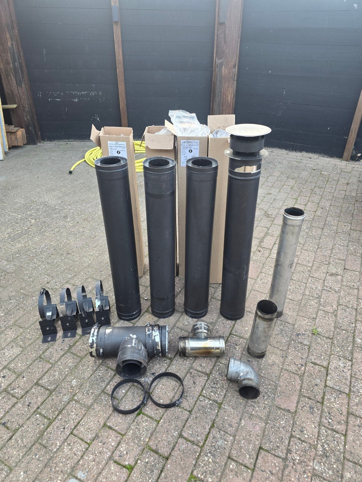 Rookgaskanaal Dubbelwandig 100 mm., Doe-het-zelf en Verbouw, Ophalen, Gebruikt, Cv-ketel of Combi-ketel, Minder dan 60 cm