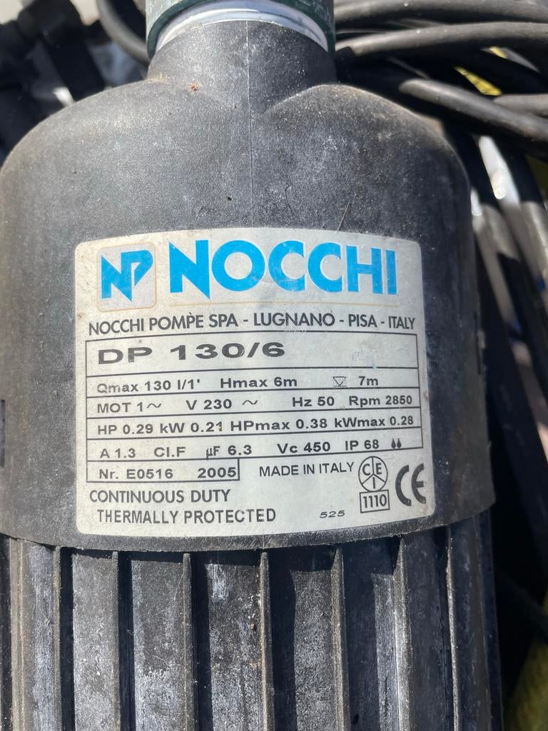 Nocchi Vuilwaterpomp DP 130/6 - Dompelpomp, Ophalen of Verzenden, Gebruikt, Elektrisch, Dompelpomp