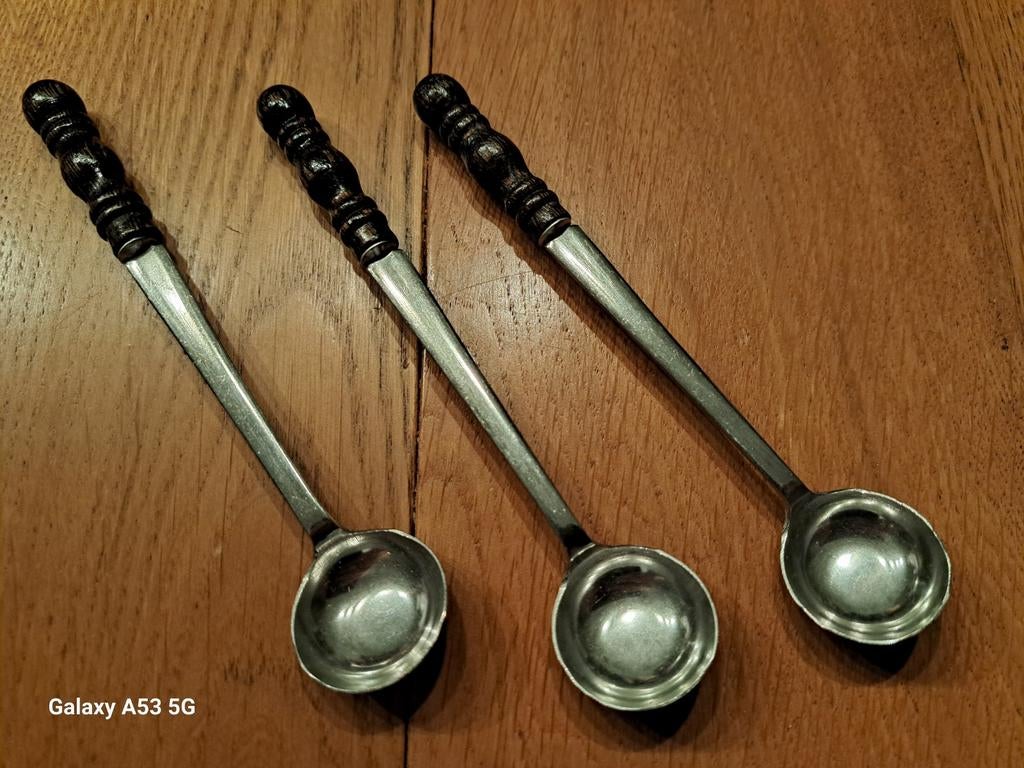 Vintage Fondeu saus lepeltjes, zie omschrijving!, Ophalen of Verzenden, Zo goed als nieuw, Merk