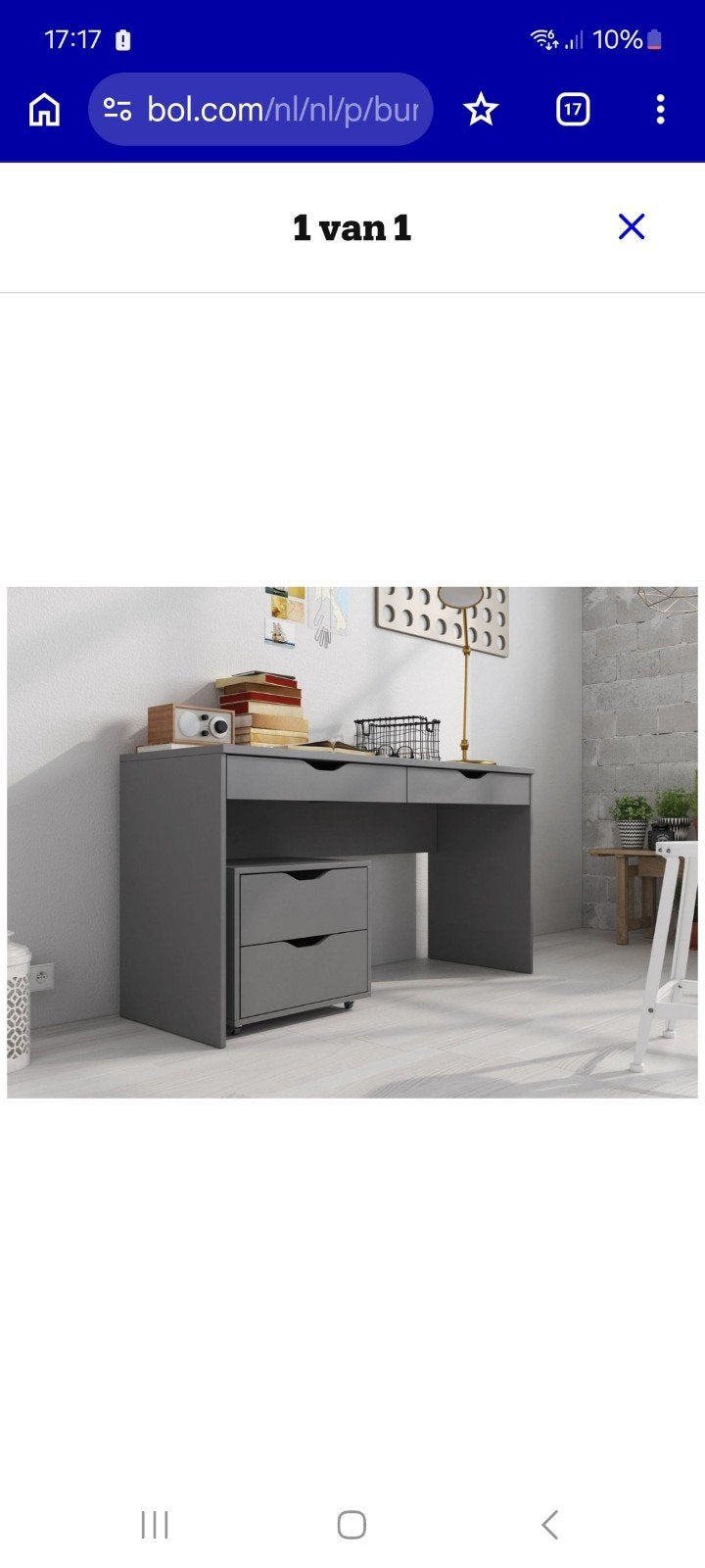 Bureau "Meubella" grijs met ladenkastje, Ophalen