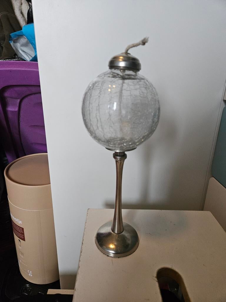 Vintage Olie Lamp - Sfeervolle Verlichting, Ophalen, Gebruikt, Vintage, Glas