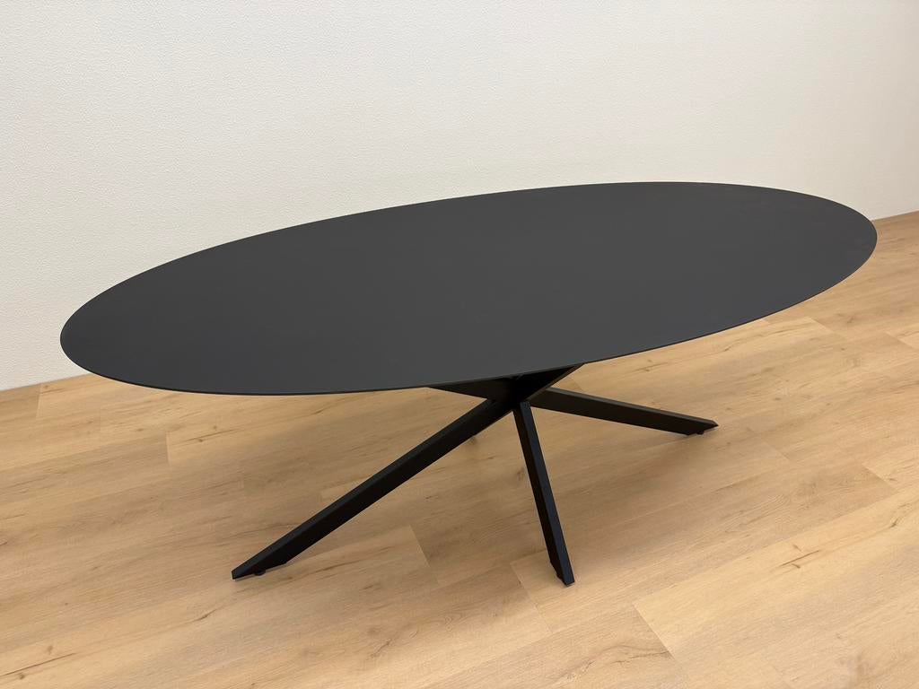 Ovale eettafel Fenix Nero Ingo 200x90 - Direct Leverbaar, Huis en Inrichting, Tafels | Eettafels, 200 cm of meer, Zo goed als nieuw