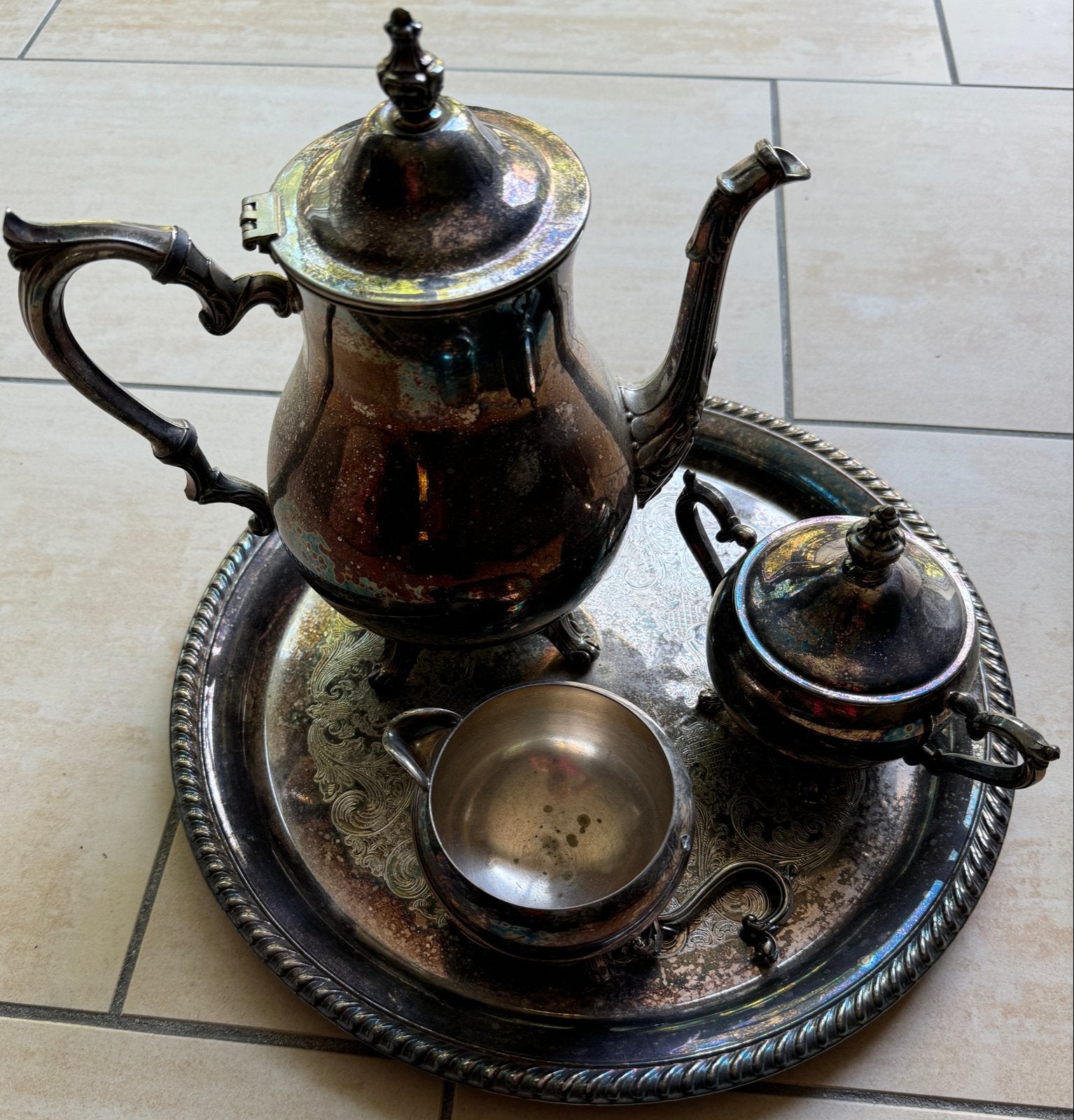 Vintage WM Rogers Silver Plate Thee- en Koffieservies, Antiek en Kunst, Ophalen of Verzenden, Zilver