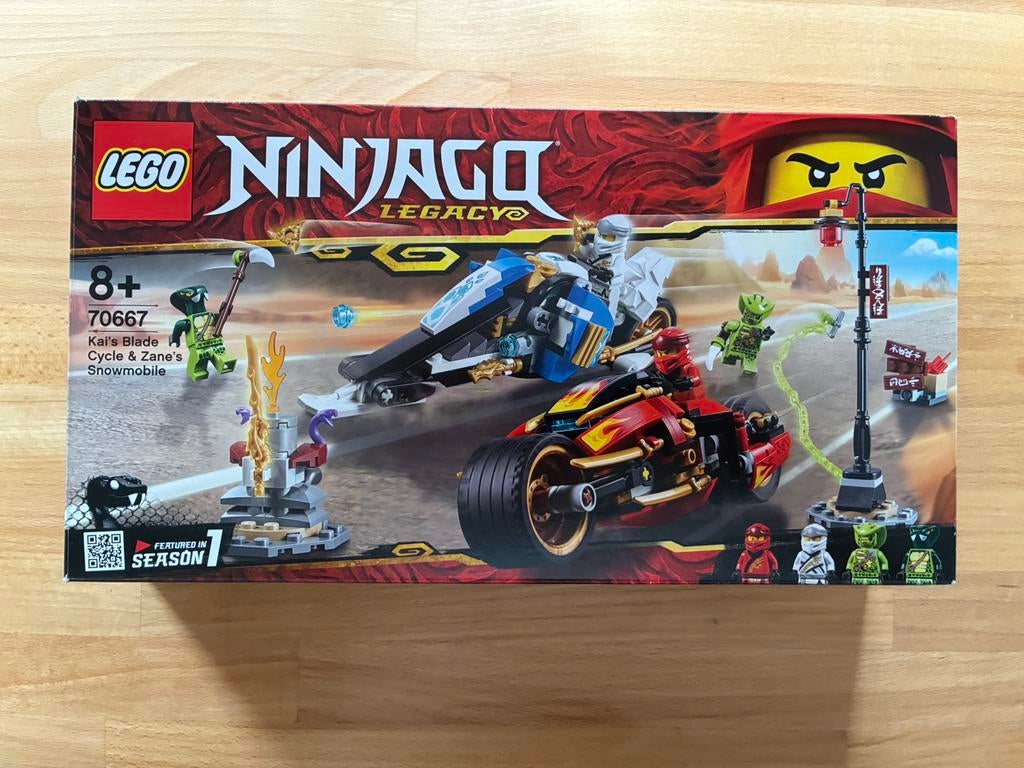 LEGO Ninjago 70667 - Kai's Blade Cycle & Zane's Snowmobile, Ophalen of Verzenden, Zo goed als nieuw