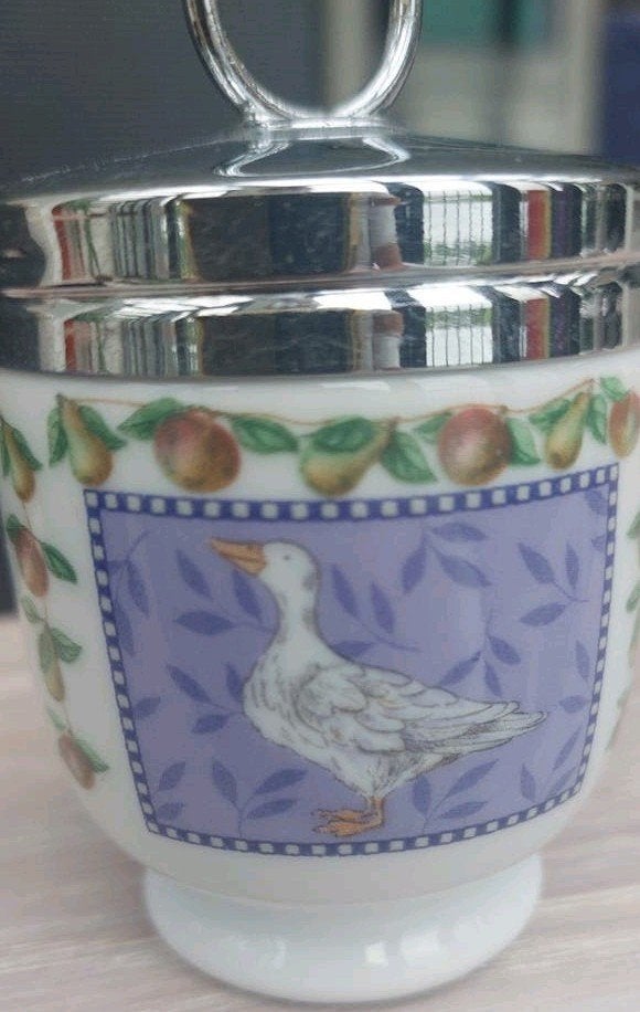 Royal Worcester Egg coddler met Eend en Fruitmotief, Antiek en Kunst, Ophalen