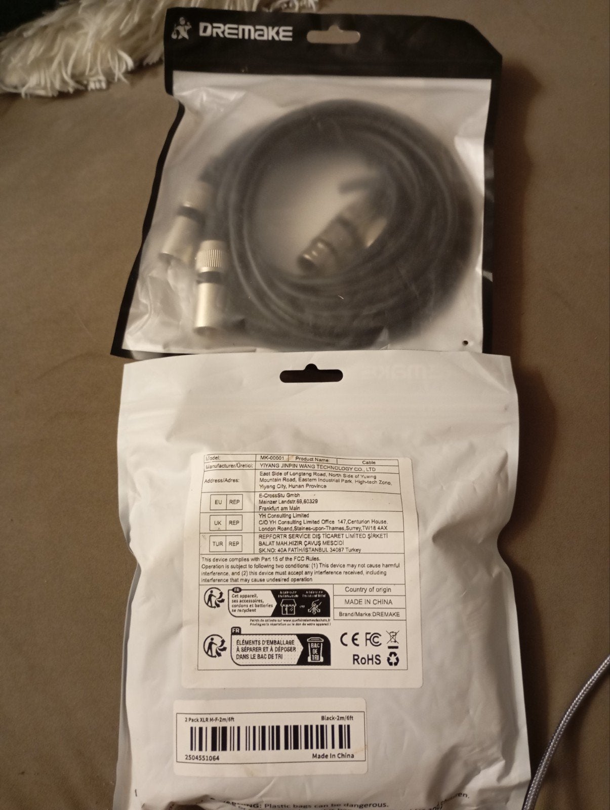 DREMAKE XLR M-F Kabel - 2m Zwart, Ophalen of Verzenden, Nieuw, 2 tot 5 meter, Overige kabels