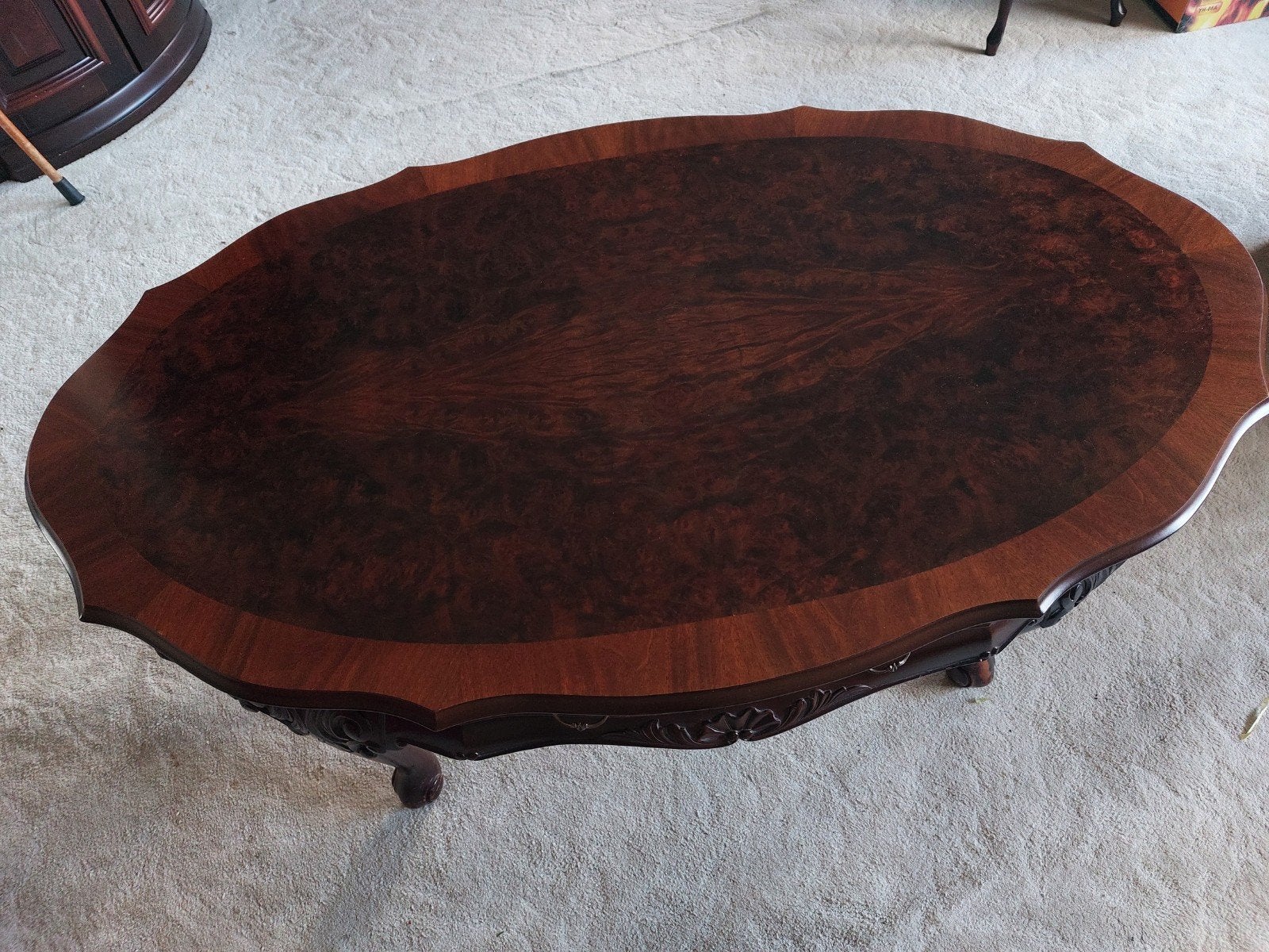 Ovale Salontafel met Sierlijk Houtsnijwerk, Antiek en Kunst, Ophalen