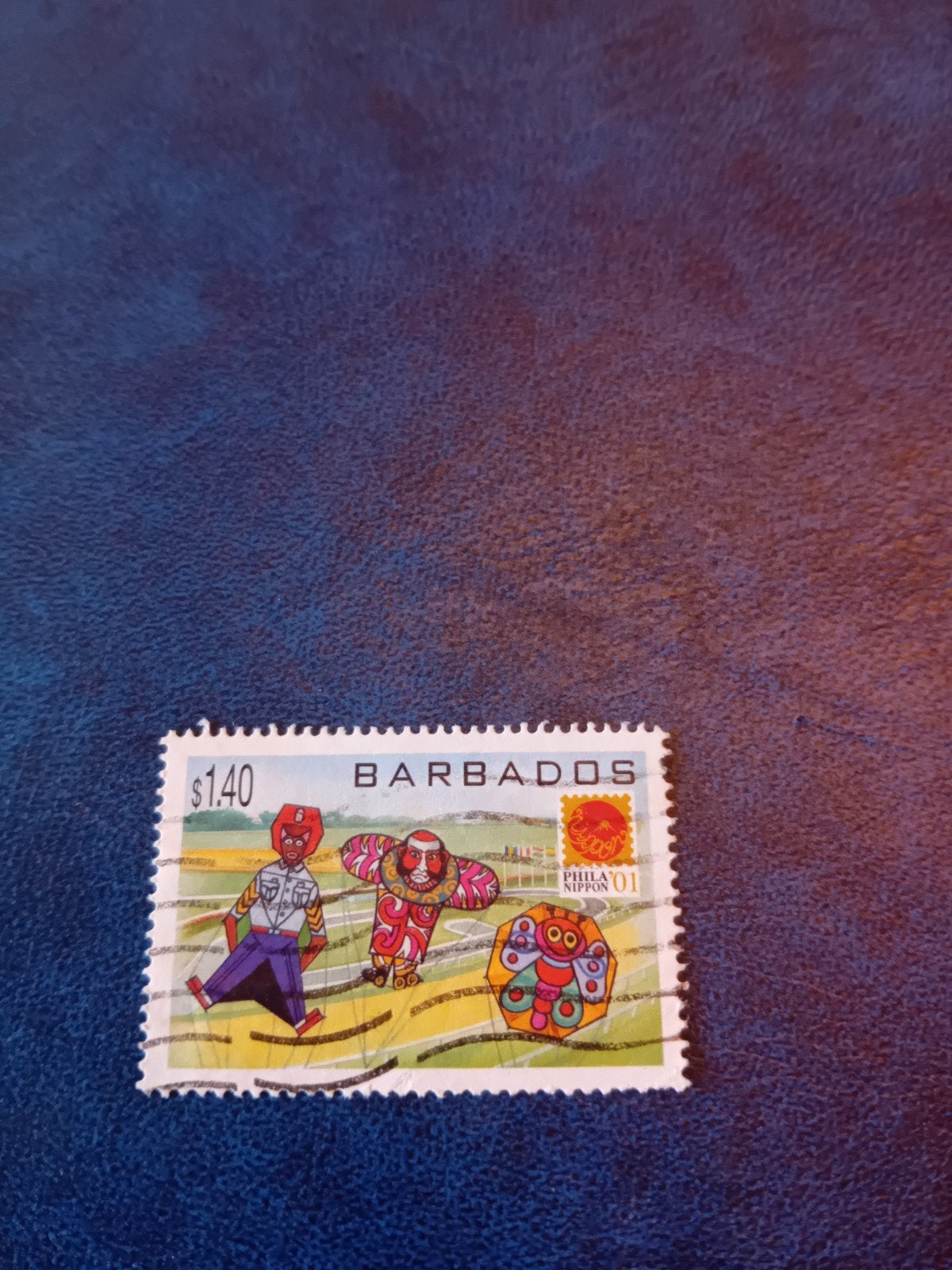 Barbados Postzegel $1.40 - Philanippon '01, Ophalen of Verzenden, Gestempeld