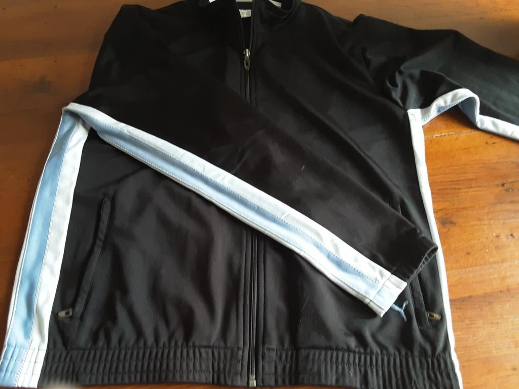 Puma sportjack, trainingsjack zwart met grijs strepen. S - M, Puma, Zwart, Ophalen of Verzenden, Gedragen