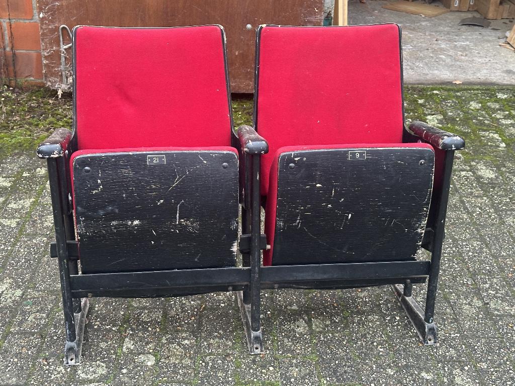 vintage theaterstoelen, Ophalen, Gebruikt, Vintage, Vijf, Zes of meer stoelen