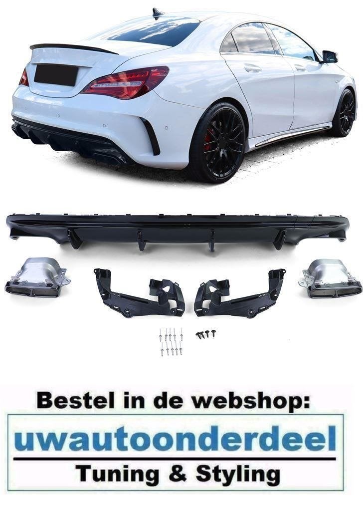 AMG Look Uitlaten + Diffuser Glans Zwart Black Tip Voor MB C