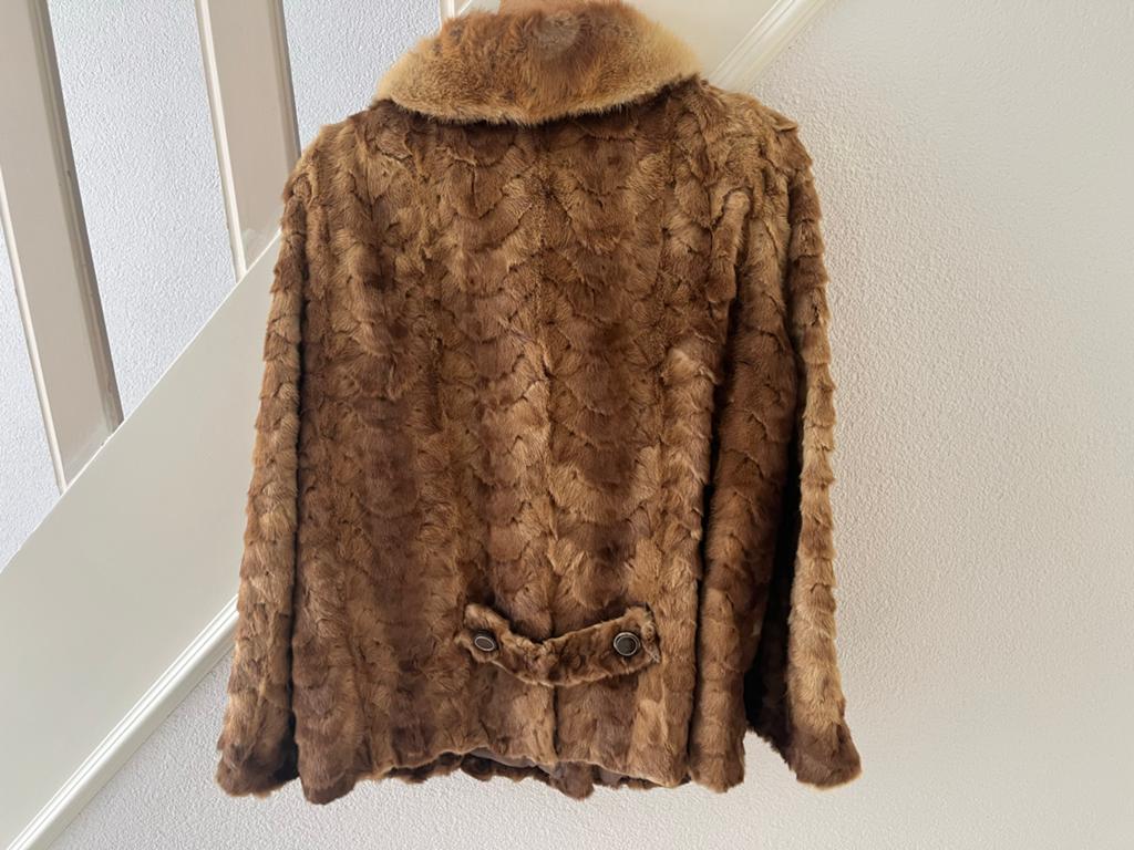 Vintage Bontjas Bruin - Maat M, Ophalen of Verzenden, Zo goed als nieuw, Maat 38/40 (M), Bruin