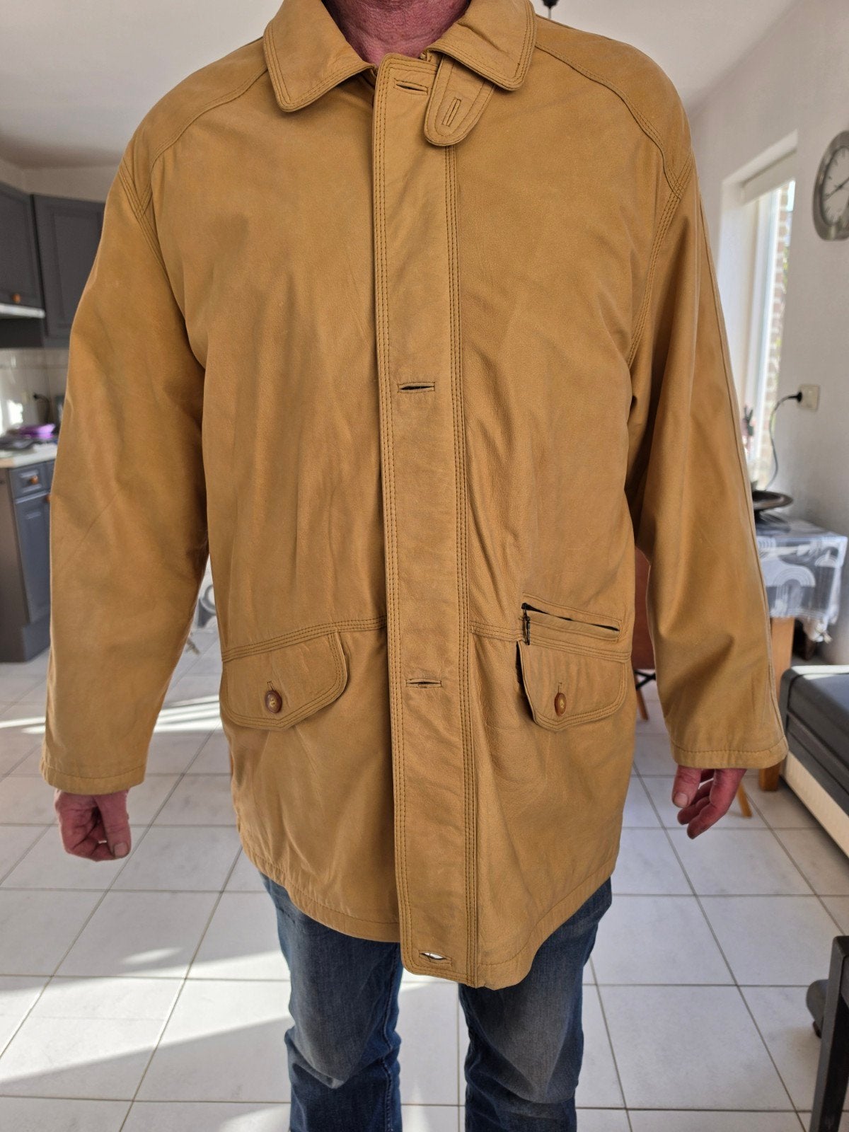 Vintage herenjas van nubuck/suède leer – maat 56, Ophalen of Verzenden, Gedragen, Unicorn Leather Wear