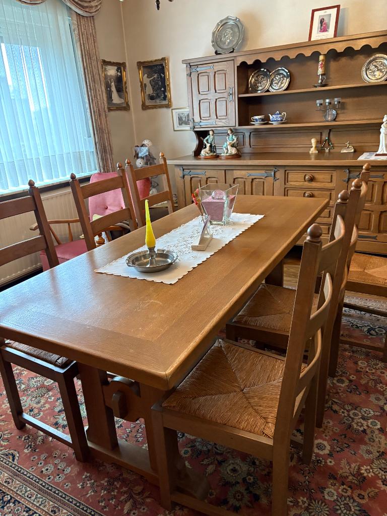 Eetkamertafel met 6 stoelen, Ophalen, Gebruikt, 50 tot 100 cm, Vijf personen of meer