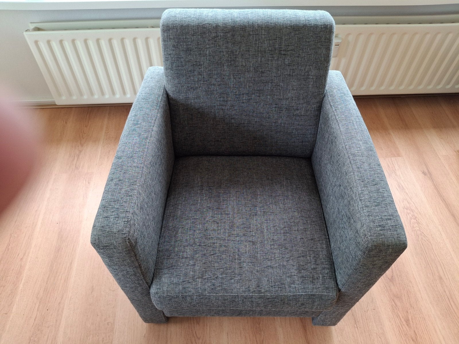 Fauteuil, stoel, leunstoel grijs.2 stuks aanwezig evt + bank, Ophalen, Gebruikt, 75 tot 100 cm, Stof
