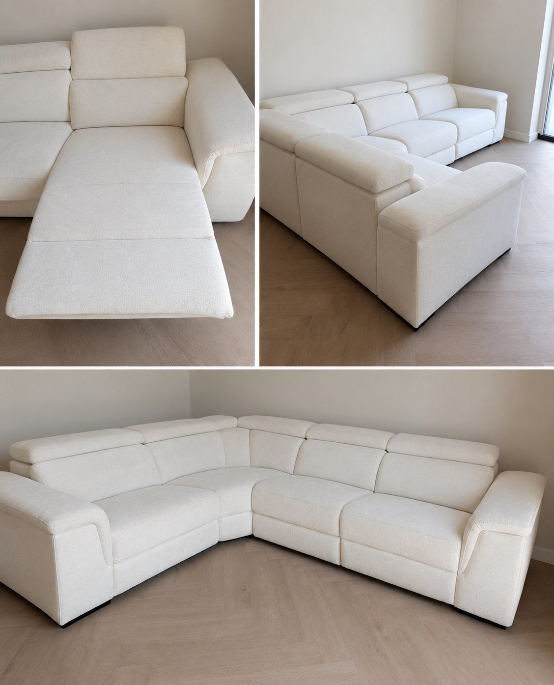 Luxe Hoekbank met Elektrisch Relaxsysteem - Wit, Ophalen, Hoekbank, 300 cm of meer, Zo goed als nieuw