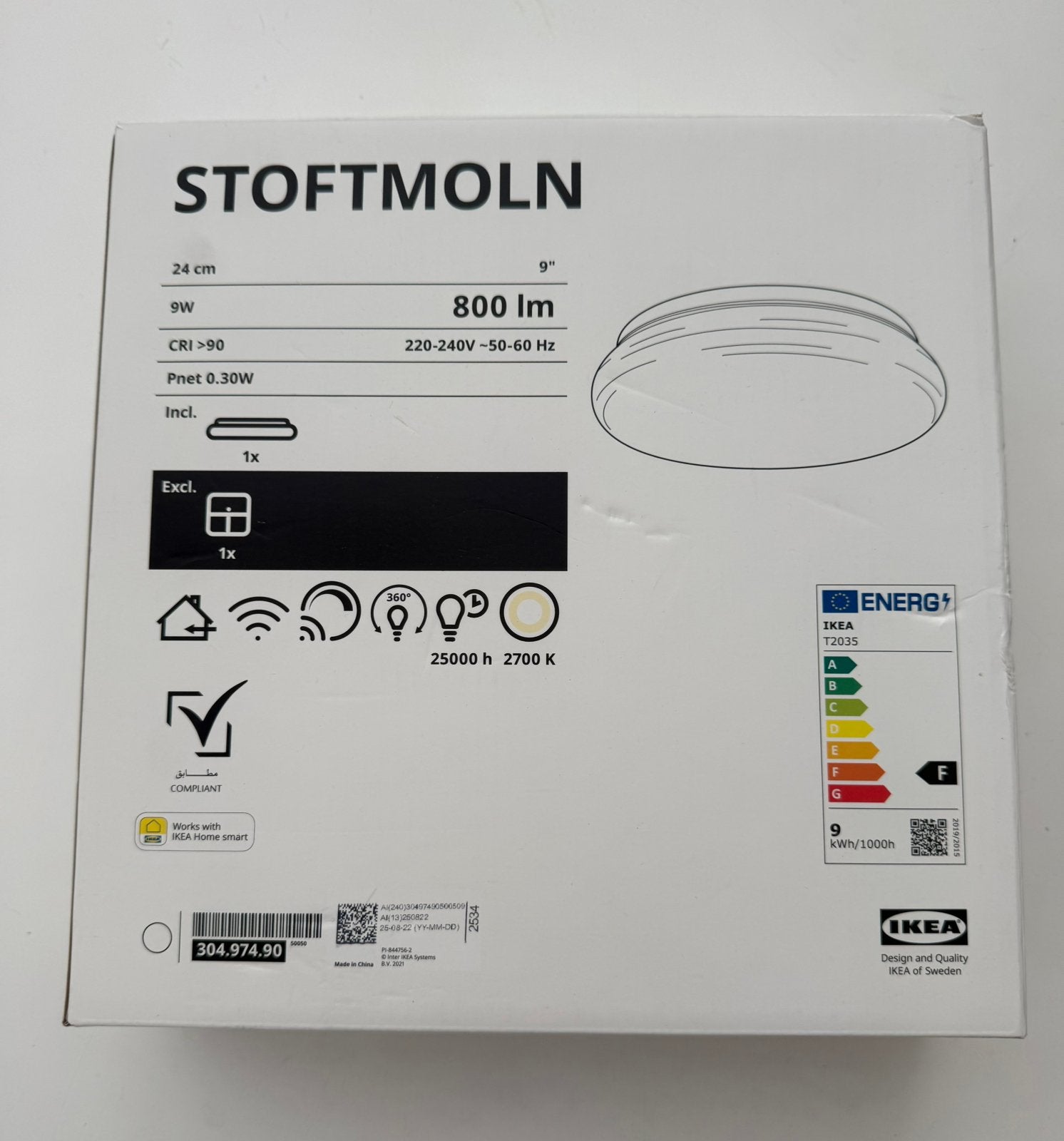 Nieuwe IKEA STOFTMOLN slimme dimbare plafondlamp, Huis en Inrichting, Ophalen, Nieuw