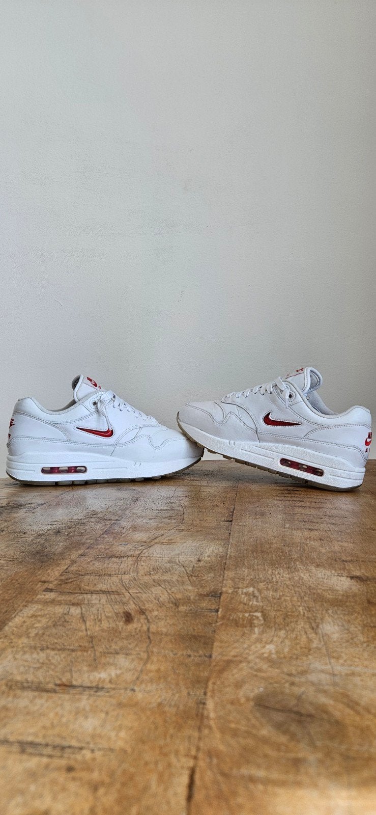 Nike Air Max 1 Premium Jewel 'Rare Ruby', Maat 38,5., Wit, Nike Air Max 1, Ophalen of Verzenden, Sneakers of Gympen