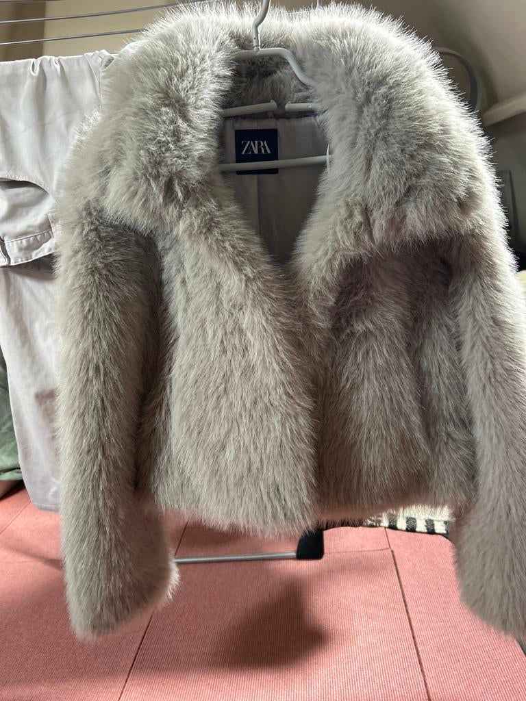 Zara Faux Fur Jasje - Maat S, Ophalen of Verzenden, Zo goed als nieuw, Maat 36 (S), Grijs
